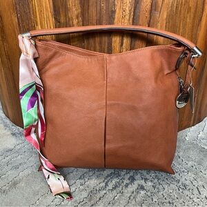 NEW LIZ CLAIBORNE Park Slope Hobo Maple Faux Leather Shoulder Bag Handbag